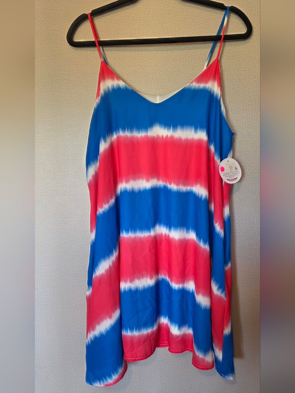 Peach Love California Red and Blue Tie-Dye Slip Dress - Picture 3 of 6